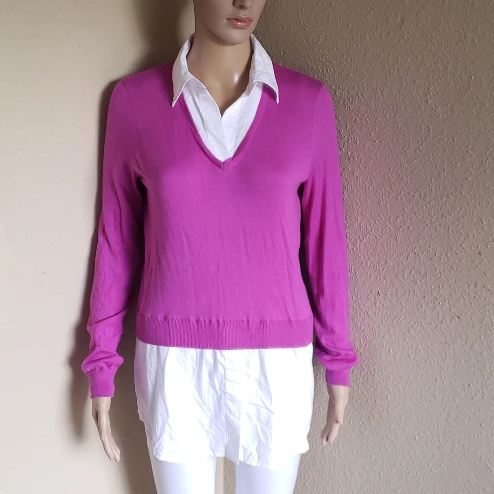 Ralph Lauren Petite Woman Blouse, Purple💜 and White🤍 Colors, Size PS. - Picture 2 of 5